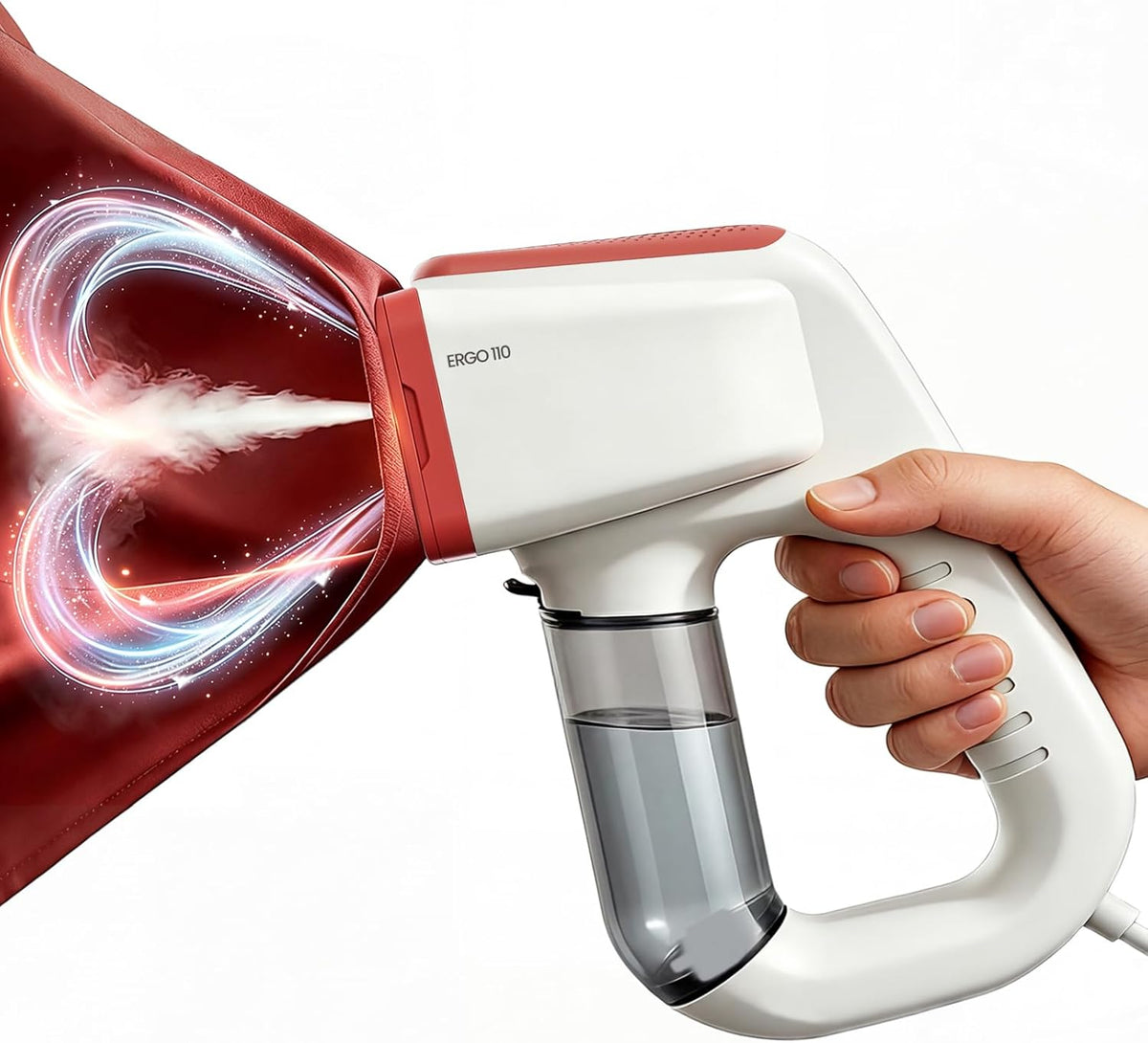 Vaporizador de Ropa 3DOEX Portátil 2 en 1 Succión 2000Pa y 3600Pa Vaporizador de Mano para Viaje, Vaporizador de Prendas con Tanque de Agua de 122 ml (Para 110-120V) (Blanco Perla)