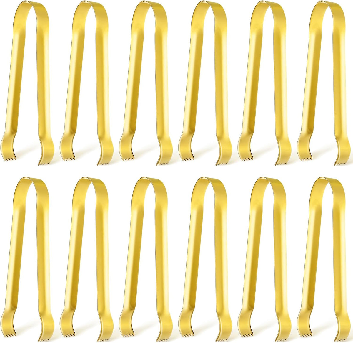 Gejoy 12 pinzas pequeñas para servir de 6.3" Mini Gold Ice de acero inoxidable para aperitivos, ideales para fiestas de té, café, bares y cocinas.