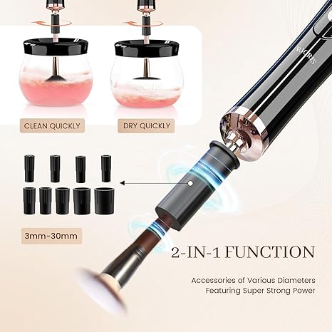 Limpiadora Eléctrica de Brochas de Maquillaje | Lava y Seca en 30 seg | USB y Batería