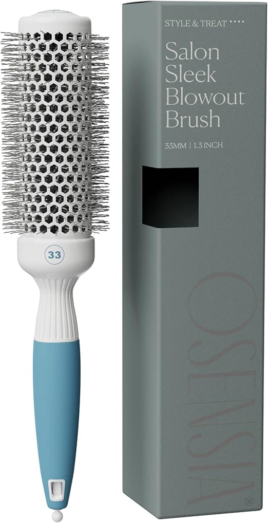 Cepillo de peluquería profesional - Cepillo iónico pequeño de cerámica de 33 mm de diámetro - Cepillo alisador Osensia ultraligero, térmico y antiestático
