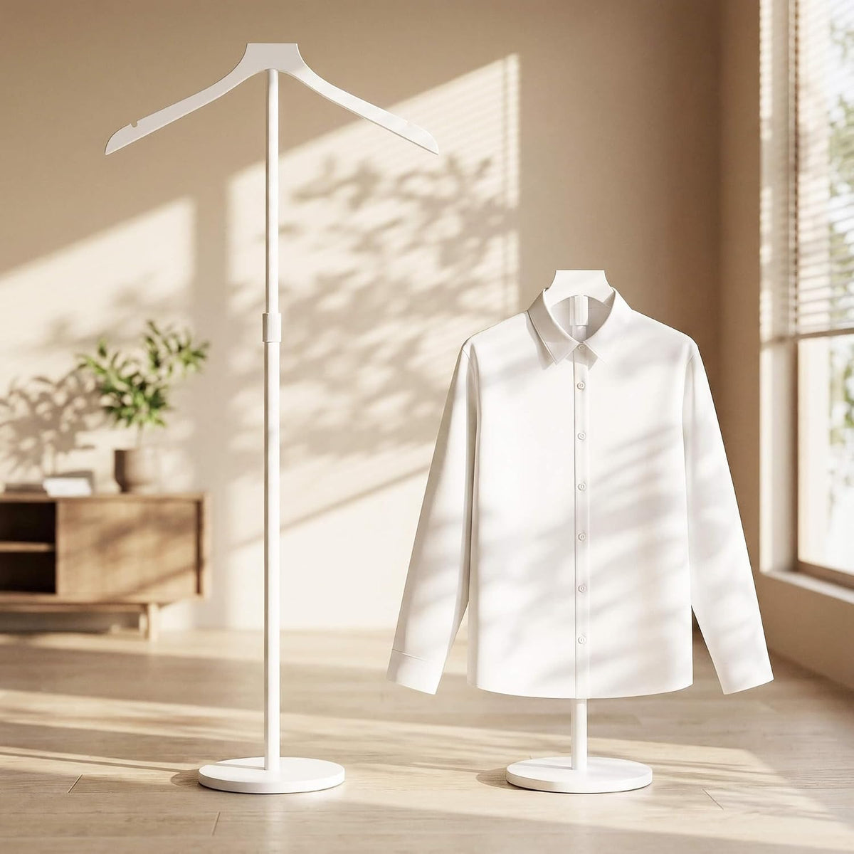 Torso de maniquí OLV, soporte ajustable para exhibición de camisas de 76 a 104 cm de altura, soporte estable para exhibición de ropa para vendedores, perchero portátil para birretes y togas, color blanco.