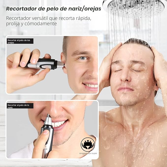 Cortapelos para orejas y nariz – cortador profesional sin dolor para cejas y pelo facial para hombres y mujeres 2021, recortadora a pilas con IPX7 impermeable, cuchillas de doble borde para fácil limpieza en color negro