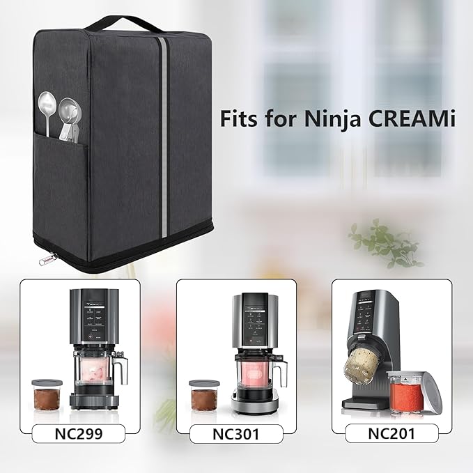 Bolsa de Almacenamiento para Máquina de Helados Ninja Creami NC201, NC299AMZ, NC301 | Nylon Resistente con Bolsillos Laterales
