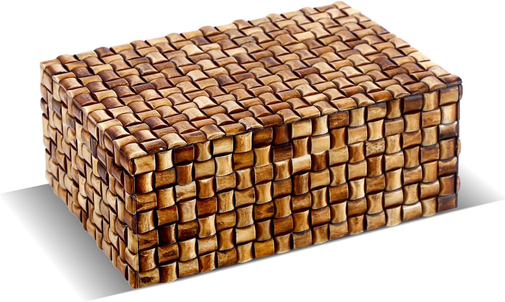 Caja Decorativa Grande Handicrafts Home con Tapa | 9x6x3.5 Pulgadas, Organizador para Mesa de Centro | Caja de Recuerdos Elegante para Hogar y Oficina | Mekong Chai