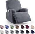 KinCam Recliner Chair Covers, Stretch Reclining Cover, Recliner Sofa Slipcovers Stripe Jacquard Recliner Couch Covers Furniture Protector Covers for Pet Kid (1 Seater, Dark Gray)