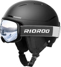 Set Casco y Goggles de Ski RIOROO – Casco Antichoque con Goggles Anti-Niebla OTG para Esqui y Snowboard, Para Hombres, Mujeres y Jóvenes