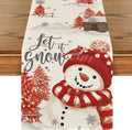 Camino de Mesa Navideño Artoid Mode 13x72" – Árboles, Muñeco de Nieve Rojo para Hogar y Fiestas