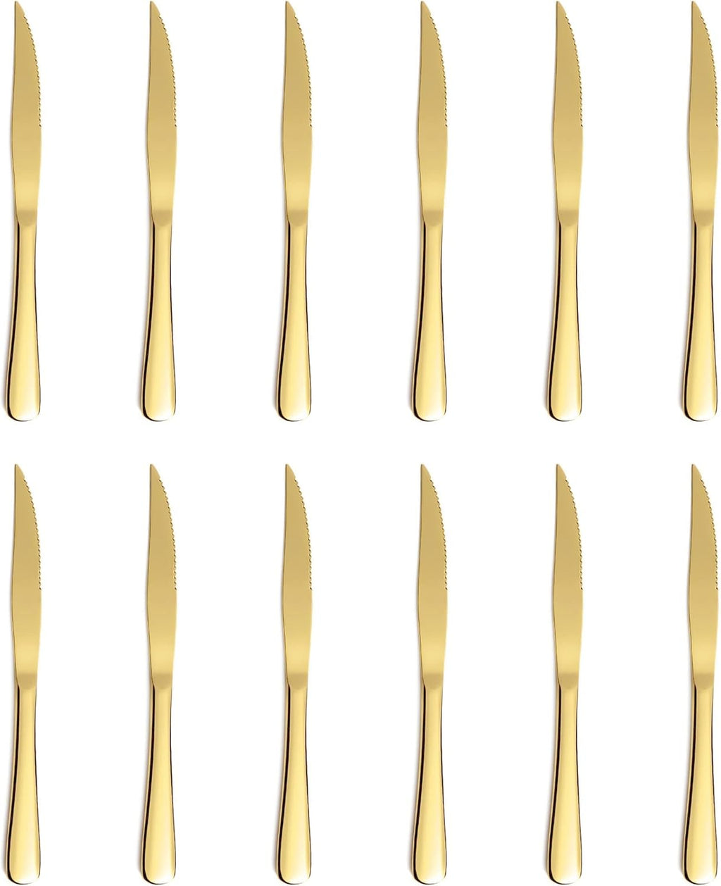 Xingjiake 12-piece Gold Steak Knives, Knives Set Of 12, Stainless Steak Knives, Serrated Butter Knife, Dinner Knives Set, dishwasher safe