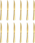 Xingjiake 12-piece Gold Steak Knives, Knives Set Of 12, Stainless Steak Knives, Serrated Butter Knife, Dinner Knives Set, dishwasher safe