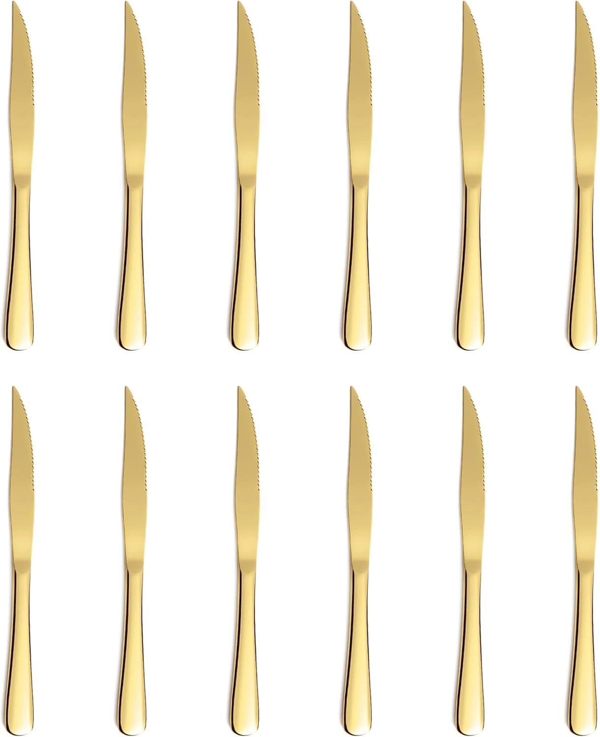 Xingjiake 12-piece Gold Steak Knives, Knives Set Of 12, Stainless Steak Knives, Serrated Butter Knife, Dinner Knives Set, dishwasher safe