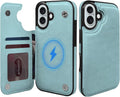 Funda Tipo Cartera TopPerfekt para iPhone 16 (6.1") – Compatible con MagSafe, Azul Cielo