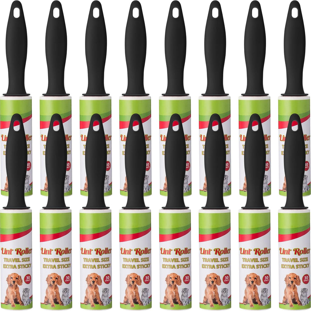 Hushee 16 mini rodillos quitapelusas para viajes, removedores de pelusa pequeños a granel para pelo de mascotas y ropa, removedores de tamaño pequeño, herramienta portátil adhesiva para limpiar muebles, asiento de coche para perros