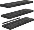 Estantes flotantes BAYKA para pared, estantes rústicos de madera para baño, dormitorio, sala de estar, cocina, estante colgante para libros/almacenamiento/decoración de habitaciones con capacidad de 22 libras (negro, juego de 3, 15.7 pulgadas)