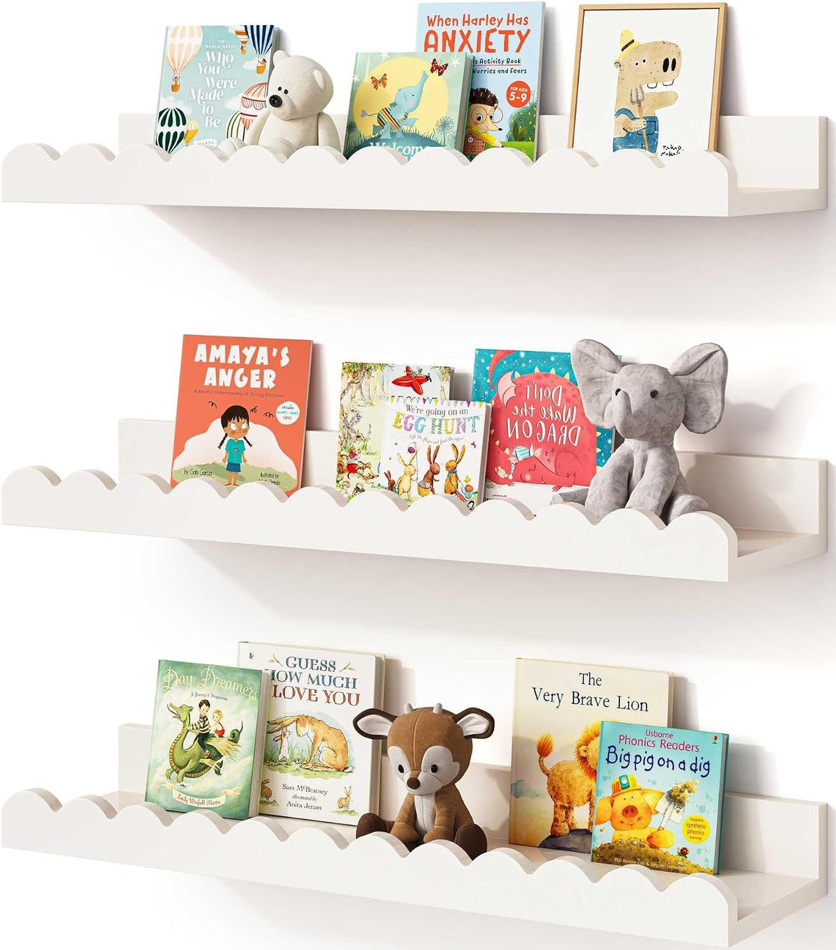 2 PIEZAS-Estantes Onlysky con bordes festoneados, estanterías para libros infantiles, estanterías flotantes para pared, decoración para habitaciones infantiles pequeñas.