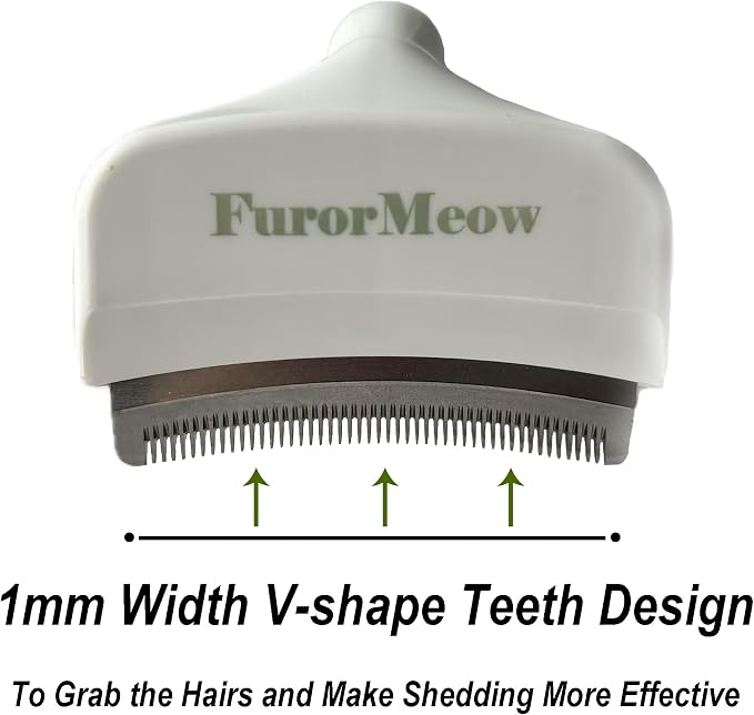 Herramienta de eliminación de pelo para mascotas con hoja curva, cepillo de aseo para gatos, peine apretado en forma de V para gatos y perros pequeños (blanco, pequeño)