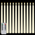Velas Cónicas LED Hopule 12 Piezas | Sin Llama con Parpadeo | 11 Pulgadas de Largo | A Pilas con Control y Temporizador | Plástico Marfil | Para Boda, Fiesta y Navidad