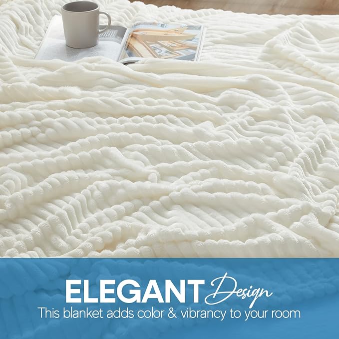 Manta de Microfibra Nestl 50"x60" Blanca | Felpa Suave Transpirable para Sofá y Cama