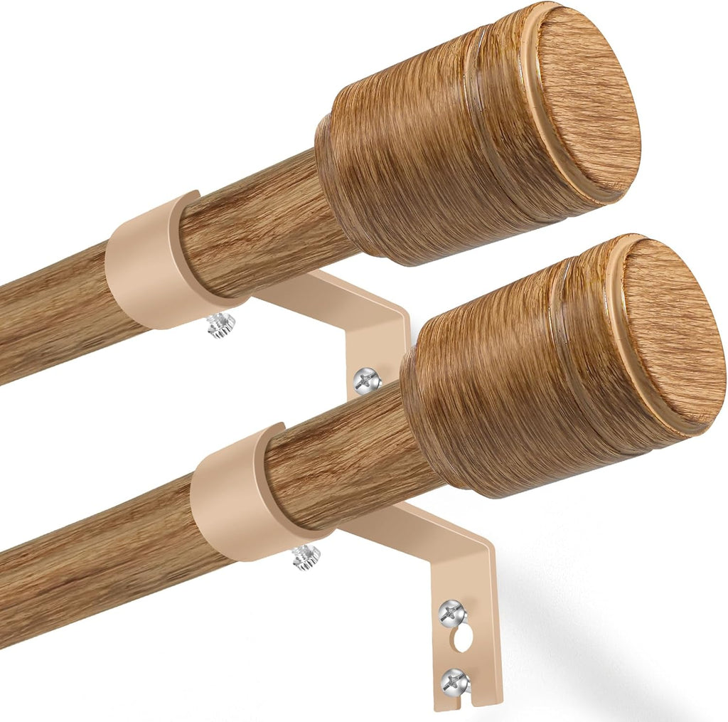 Barras de Cortina Ajustables 16 mm Diámetro 75-230 cm con Soportes, Set de 2 Piezas