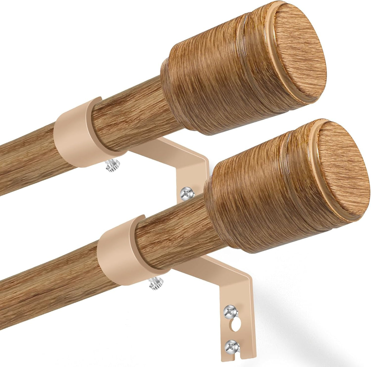 Barras de Cortina Ajustables 16 mm Diámetro 75-230 cm con Soportes, Set de 2 Piezas