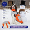 FUAMEY - Chaquetas para perros con arnés integrado e impermeable, chamarra de invierno para perros con cierre en la espalda, ropa para mascotas con bolsillos, chaleco reflectante para perros pequeños, color naranja,