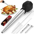 SCHVUBENR Baster grande para pavos con cepillo de limpieza y aguja, herramienta de acero inoxidable para cocinar, fácil de usar y limpiar, jeringa de alta resistencia, artículos esenciales de Acción