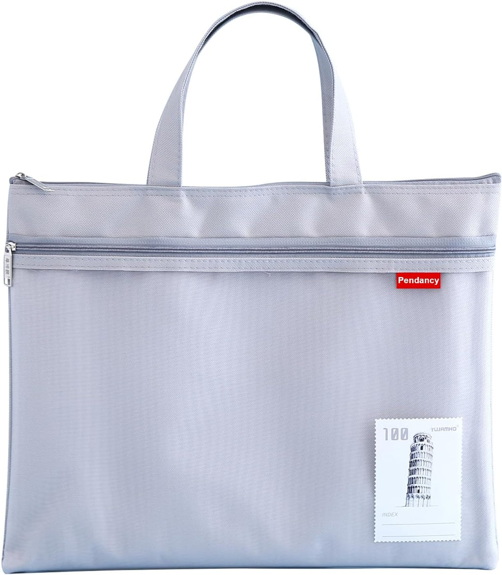 Bolsa Organizadora de Malla con Cierre – Doble Bolsillo, Impermeable, Tamaño A4 (Gris)