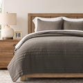 EVERGRACEHOME Juego de edredón de líneas modernas de 100 % algodón, tamaño King, prelavado, suave a rayas, juego de ropa de cama ligero de 3 piezas para todas las estaciones, con 2 fundas de almohada