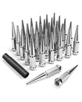 32 Tuercas de Seguridad tipo Spike 14x1.5, 4.4 Pulgadas de Alto | para Chevy Silverado 8 Birlos, Suburban, GMC Sierra, Ford F250 F350 y RAM | Antioxidantes