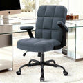 SEATZONE - Silla de oficina con ruedas, ergonómica para oficina en casa con reposabrazos abatible, cómoda silla ajustable con forro polar