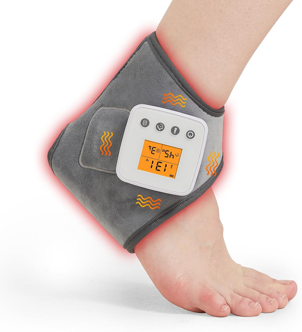 Masajeador de tobillo inalámbrico con calor, almohadilla térmica recargable de 17 a 14 cm para tendinitis de Aquiles y fascitis plantar, 3 modos de vibración, 3 niveles de calor, apagado automático (1 unidad).