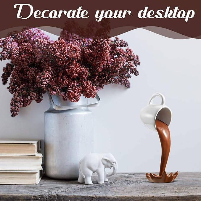 Jetec Taza de Café Flotante que se Derrama, Taza Mágica de Café que se Vierte, Taza de Café Divertida, Noveldad, Escultura de Arte de Decoración para el Hogar