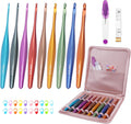 BsHooker Inline Crochet Hook Set Ergonomic Aluminum Crochet Hooks with Case Crochet Set for Arthritic Hands,Crcohet Gift for Beginner(3.5mm-8mm)