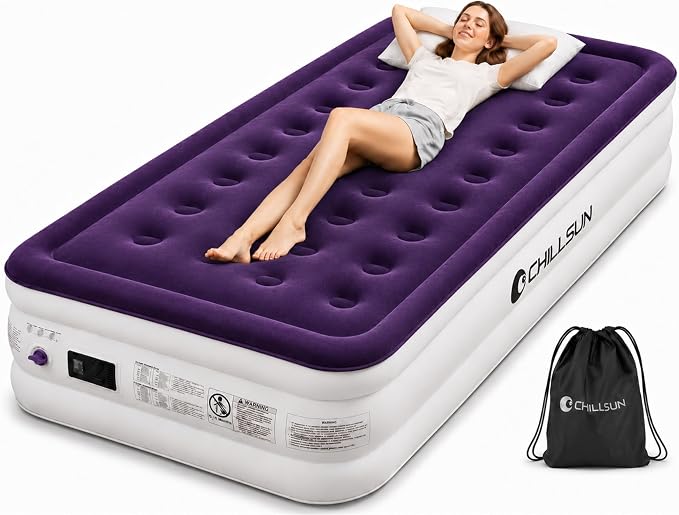 CHILLSUN - Colchón inflable individual con bomba integrada, autoinflado en 3 minutos