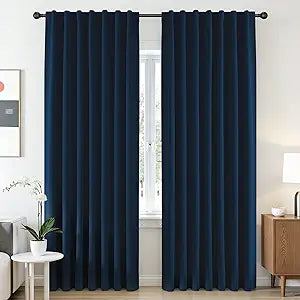 Cortinas Blackout CUCRAF Azul Marino – 2 Paneles, Térmicas, 132x213 cm (W52 x L84")