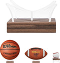 Soporte Exhibidor de Acrílico con Base de Nogal — Para Balones de Basketball, Fútbol, Béisbol, Golf y Tenis, Antideslizante