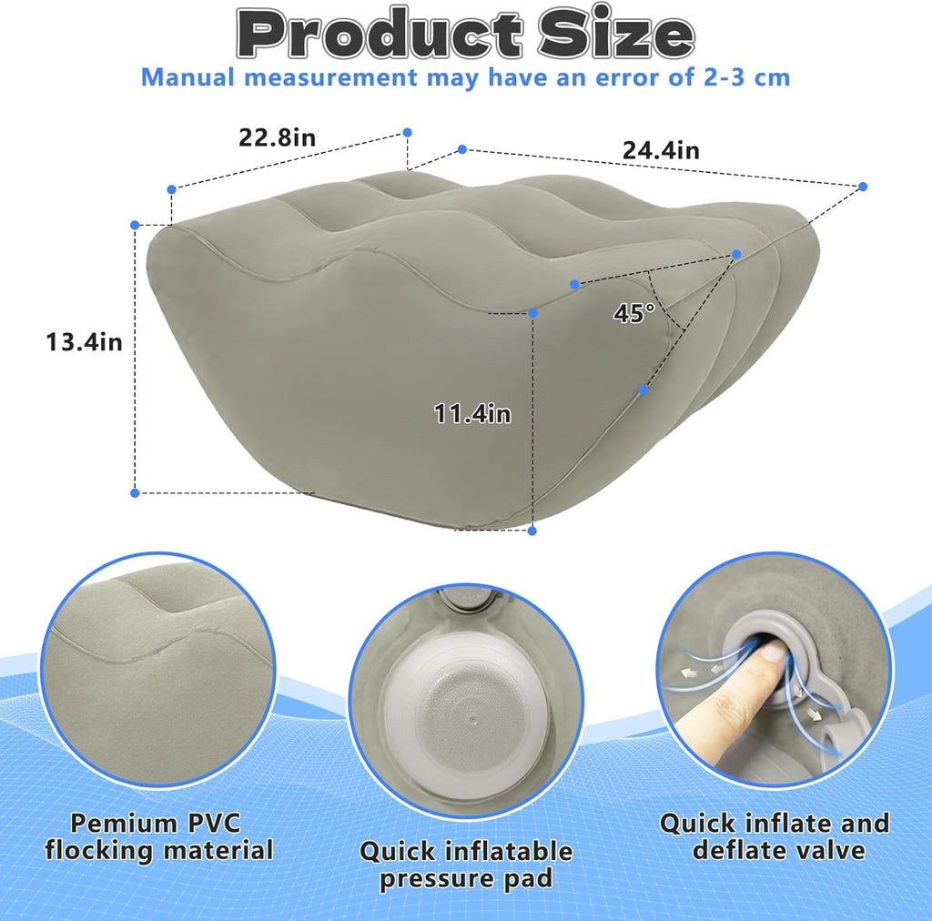 Inmoredo Almohada inflable de elevación de piernas después de la cirugía, almohadas elevadoras de piernas de cuña para recuperación de lesiones, circulación sanguínea, hinchazón, cojín de apoyo para piernas, dolor de rodilla, cadera, tobillos