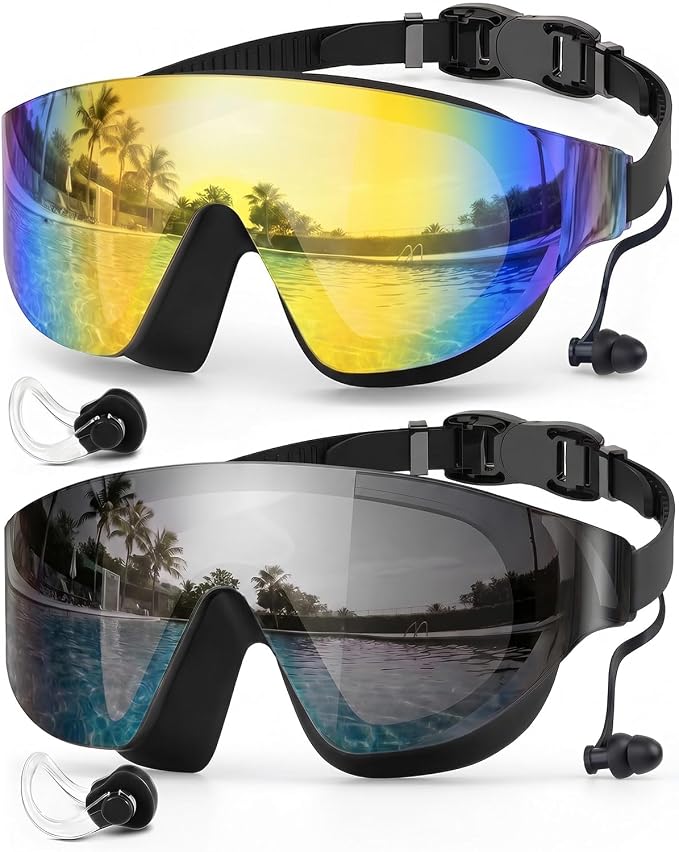 Gafas de natación Zoomsnail, gafas de natación sin montura de amplio campo de visión, antivaho, anti-UV, sin fugas, para piscina, para hombres, mujeres y adultos.