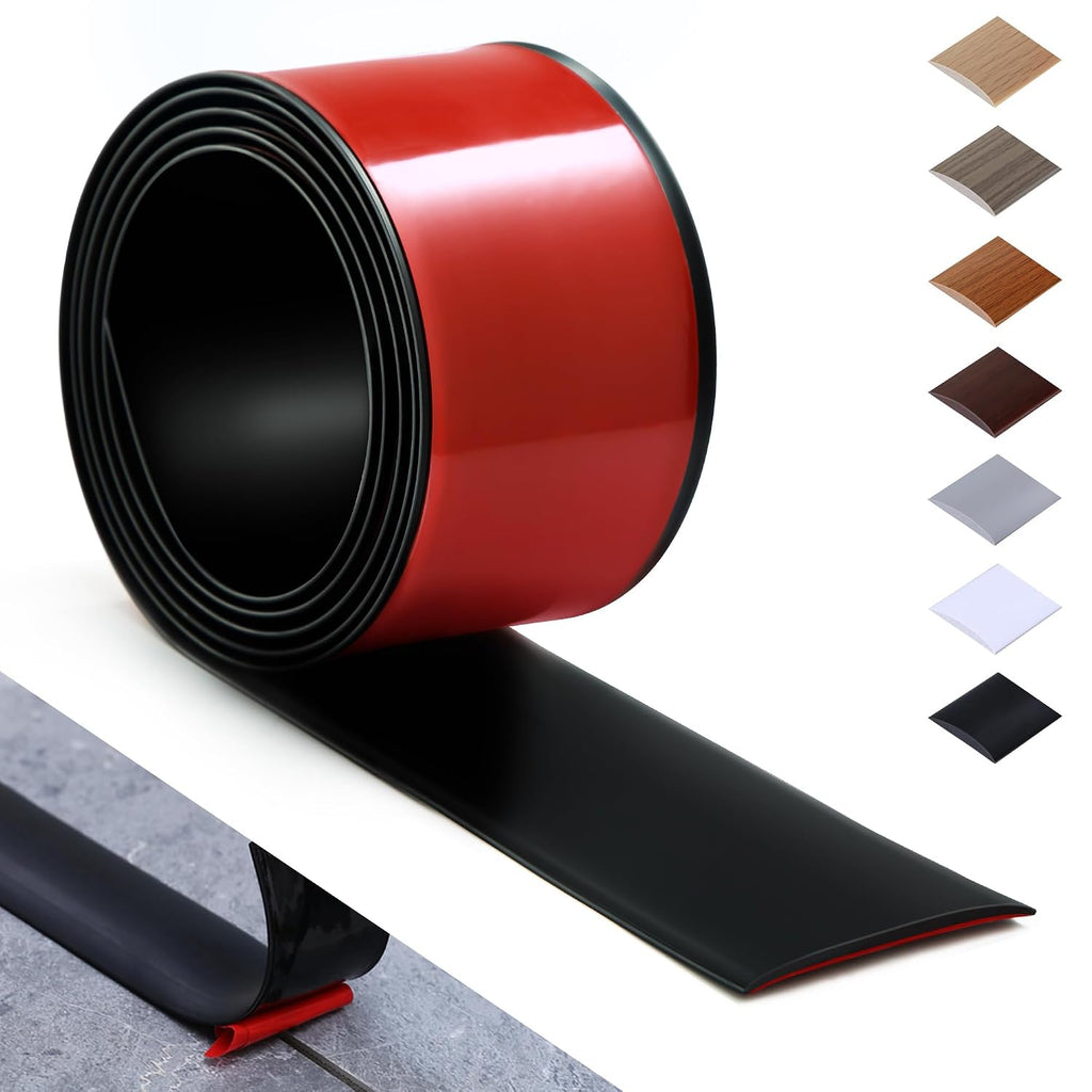 bnell Tira de Transicion de Piso Autoadhesiva | Cubre Union de Piso Vinilo Laminado, Divisor Plano de 3 Pulgadas | para Uniones y Umbrales (10 Pies, 7.6cm, Negro)