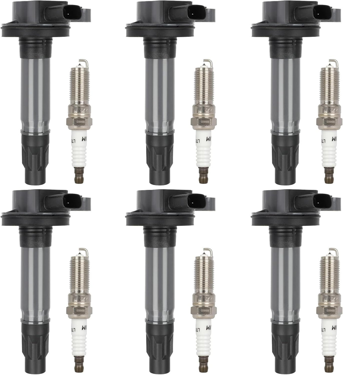 Bobinas de Encendido ECCPP UF553 (6 Pzs) con 6 Bujías de Iridio | Para Ford, Lincoln, Edge, Flex, F-150, Explorer y Mazda CX-9 | Motores 3.5L/3.7L V6 2007-2017