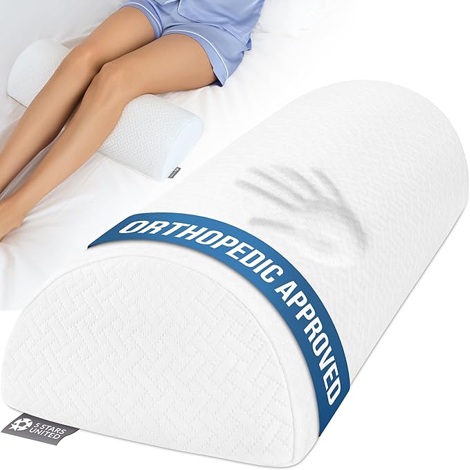 5 STARS UNITED Almohada de rodilla para dormir de espalda, almohada de media luna para piernas