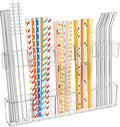 Mpotmiy Soporte Grande de Pajitas de Acrílico de 9.5" para Puerta de Gabinete - Organizador de Pajitas para Vaso Reutilizable con Cinta Adhesiva Ultra Pegajosa, Contenedor de Accesorios de Cocina
