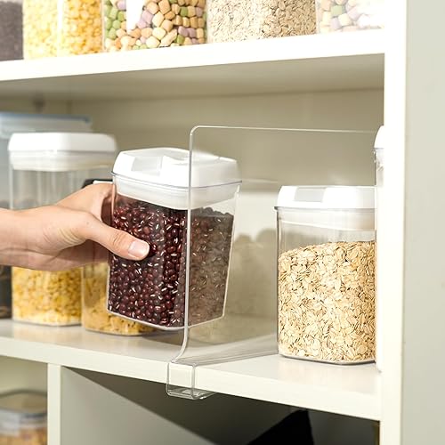 Separadores de estantes acrílicos Fixwal de 6 piezas para organización de armarios. Separadores de estantes transparentes para organizadores de armarios y almacenamiento. Organizador de estantes para armario, dormitorio, cocina, oficina, gabinetes y baño.