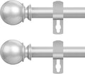 Barras para cortinas de 28 a 48 pulgadas, paquete de 2, 5/8'' de diámetro, barra de cortina pequeña ajustable de metal resistente con soporte (plateada)