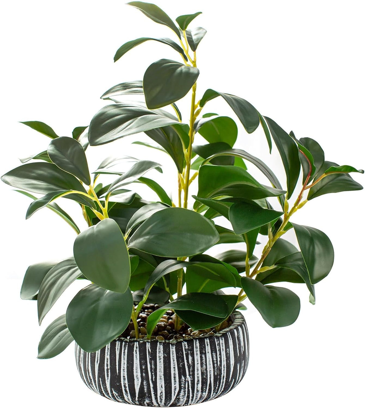Suculentas Artificiales AlphaAcc en Maceta de Arcilla Negra Rústica – Decoración Vegetal para Hogar, Granja, Baño, Dormitorio y Oficina