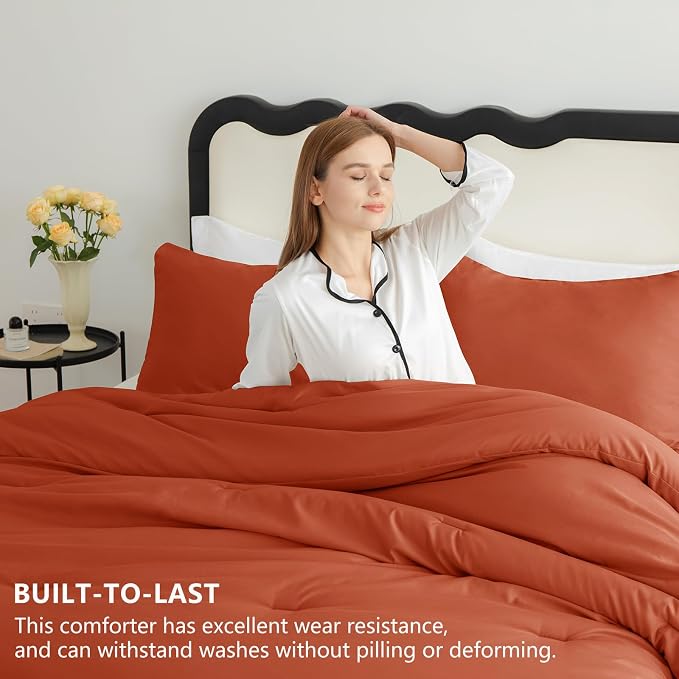 Edredón Tamaño King – Solo el Edredón | Color Terracota, Ropa de Cama Premium para Cama King