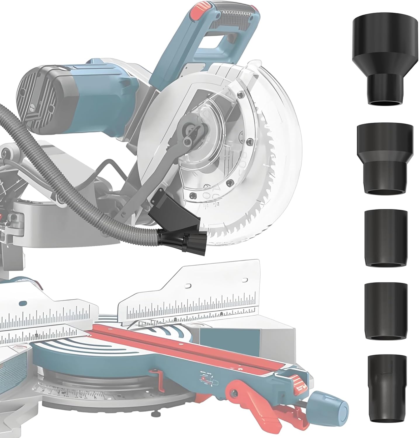 Miter Saw Dust Collector Attachment, Improved Dust Collector Port, 5-in-1 Adapter Dust Collector Port fit for Bosch 12" Glide GCM12SD Miter Saw Dust Collector
