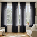 MIULEE Cortinas Sheer Negras 213cm de Largo | Set de 4 Paneles, Voile Filtrante con Bolsillo | Cortinas de Halloween 106x213cm