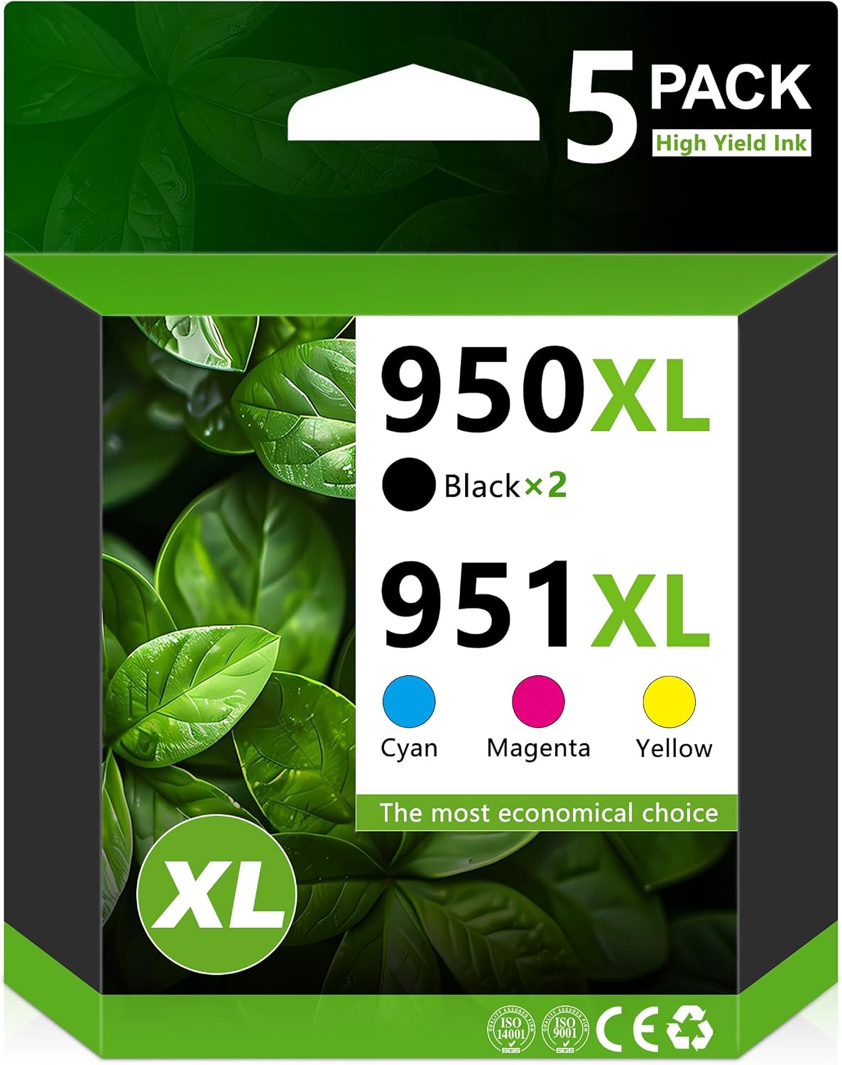 Cartuchos de Tinta Compatibles HP 950XL 951XL DOUBLE D – 5-Pack (2 Negro, Cian, Magenta, Amarillo)