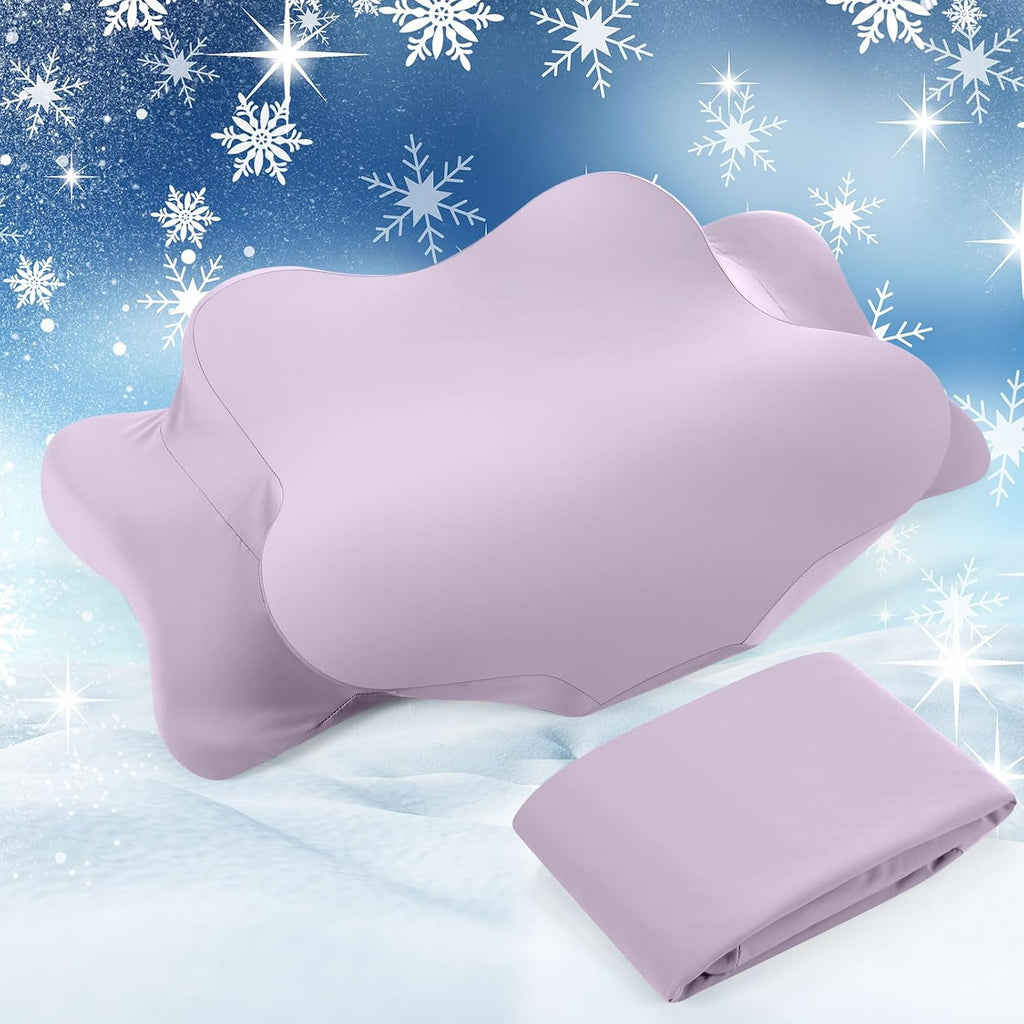 Funda de almohada cervical refrescante Hahafelt (solo funda) Funda de almohada ergonómica con cremallera Funda de almohada transpirable contorneada para personas que duermen de lado, boca arriba o boca abajo (morado, tamaño estándar)