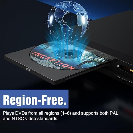 FlexaPlay Reproductor DVD HDMI Sin Región para TV – Upscaling 1080p, Puerto USB, Reproduce DVD/CD/MP3, Diseño Mini Compacto, Incluye Cables y Control Remoto